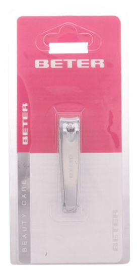 Chromeplated manicure nail clipper with nail file, curved point