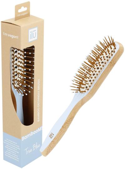 Rectangular Bamboo Detangling Brush True Blue